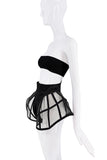 Rave Hood Black Sheer Cut Out Peplum Avante Garde Shorts