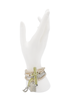 Christian Dior x Galliano Silver Pearl Green Bow Logo Charm Link Bracelet