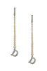 Christian Dior Silver Pearl D Logo Long Drop Earrings