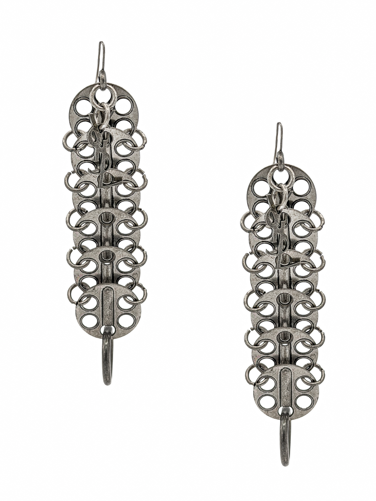 Saint Laurent Silver Jump Ring Chain link Drop Earrings