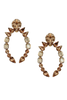 Roberto Cavalli Gold Amber Gemstone Crystal Front Facing Hoop Earrings