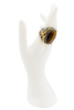 Roberto Cavalli Gold Black Tigers Eye Gemstone Bull Decal Signet Ring