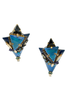 Erikson Beamon Gold Blue Triangle Gemstone Geometric Stud Earrings