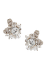 Vintage Silver White Crystal Rhinestone Bead Cluster Stud Earrings