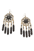 Vintage Gold Black Rhinestone Crystal Star Dream Catcher Earrings