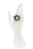 Vintage Blackened Silver Gunmetal Pearl Cluster Cocktail Ring