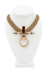 Givenchy Gold Chain Link O Ring Bar Large Pendant Necklace