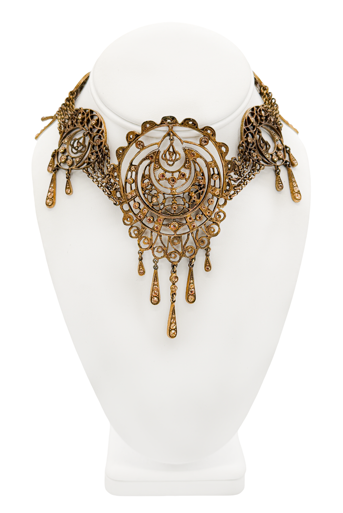 Christian Dior x John Galliano Gold Bronze Embellished Choker Necklace SS1999