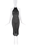Balenciaga Black Mesh Cut Out Bodycon Halter Neck Dress