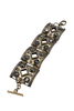 Jean Paul Gaultier Gold Black Rhinestone Geometric Square Link Toggle Bracelet