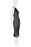 Balenciaga Black Mesh Cut Out Bodycon Halter Neck Dress