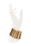 Vintage Gold Crystal Rhinestone Ball Link Cuff Bracelet