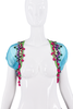 Etro Blue Red Green Purple Sheer Crystal Beaded Embellished Cropped Capelet Shawl