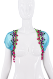 Etro Blue Red Green Purple Sheer Crystal Beaded Embellished Cropped Capelet Shawl
