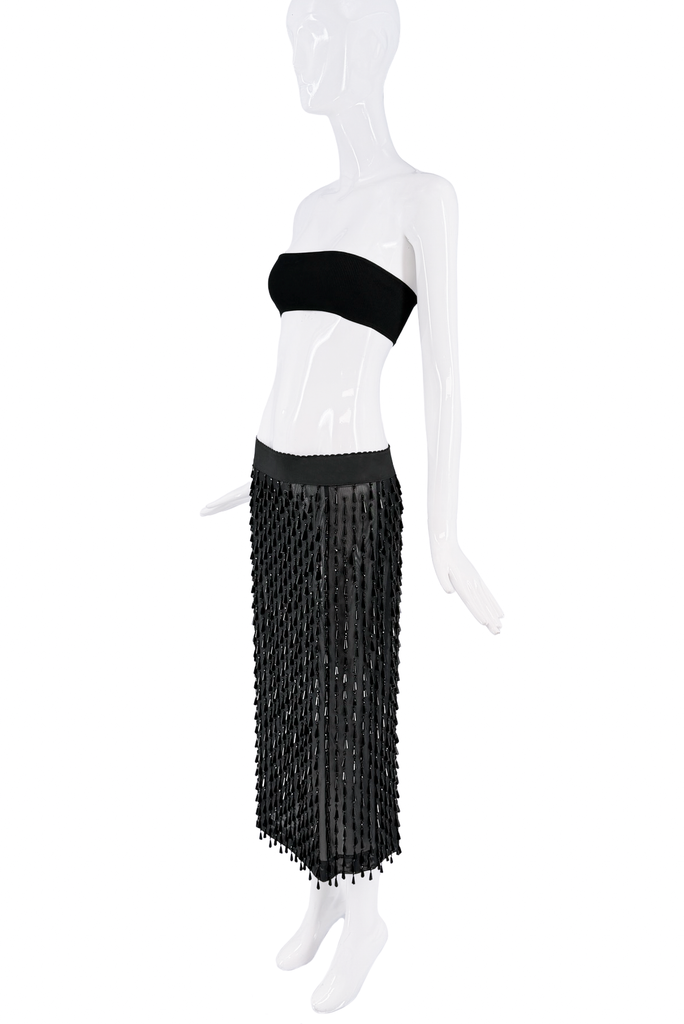 Dolce & Gabbana Black Sheer Crystal Embellished Skirt