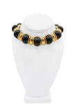 Saint Laurent YSL Gold Black Wood Half Moon Collar Necklace