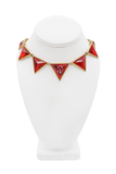 Saint Laurent Gold Red Purple Gemstone Upside Down Triangle Link Necklace