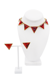 Saint Laurent Gold Red Purple Gemstone Upside Down Triangle Link Necklace