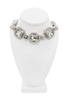 Versace Silver Crystal Rhinestone Medusa Logo Square Link Necklace