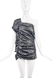 Isabel Marant Silver Metallic Textured Ruffle Ruched Top / Dress