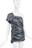 Isabel Marant Silver Metallic Textured Ruffle Ruched Top / Dress