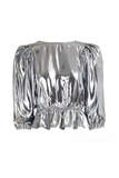 Isabel Marant Bright Silver Metallic Big Shoulder Top