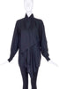 Issey Miyake Black Silk Fold Over Draped Blouse