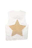 Jean-Charles de Castelbajac White Cotton Vest with Straw Weave Details and Star Cut-Out on Back