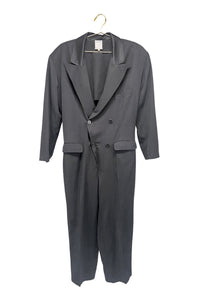 Vintage Jean Paul Gaultier Black Wool and Satin Lapel Tuxedo Jumpsuit