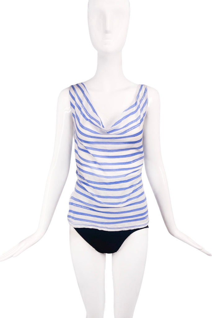 Jean Paul Gaultier Blue and White "Breton" Stripe Tank Top