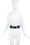 Jil Sander Black Leather Belt with Gold Buckle