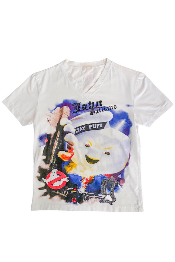 John Galliano White Graphic Print 