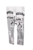 John Galliano Faux Newspaper Print Denim Pants