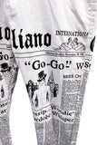 John Galliano Faux Newspaper Print Denim Pants