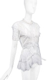 Jonathan Simkhai White Lace Ruffle Peplum Top
