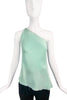 Juan Carlos Obando Mint Green Shine Silk Satin One Shoulder Top