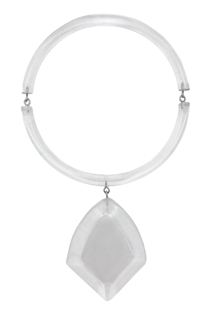 Judith Hendler Clear Lucite Diamond Shape Necklace