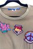 Junya Watanabe Grey T-Shirt with Vintage Inspired Patch Details