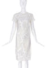 Christopher Kane White Organza Dress with Lace Appliqués and Latex Tape Strips