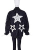 KTZ Black Bomber Unisex Jacket with Pop-Out 3d Star Shape Details