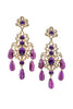 Kenneth Jay Lane Gold Filigree and Amethyst Purple Chandelier Earrings