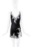Kiki De Monteparnasse Black Silk Lace Slit Mini Slip Dress