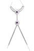 David Koma Silver Rhinestone Purple Gemstone Flower Harness