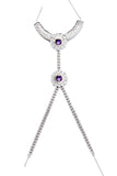 David Koma Silver Rhinestone Purple Gemstone Flower Harness