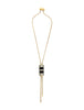 Lanvin Gold and Black Art Deco Lariat Necklace with Crystal Details