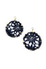 Vintage Gold Hoop Earrings with Black Floral Lace