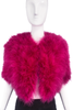 Adrienne Landau Fuchsia Magenta Pink Marabou Feather "Chubby" Bolero Jacket