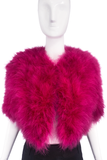 Adrienne Landau Fuchsia Magenta Pink Marabou Feather "Chubby" Bolero Jacket