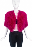 Adrienne Landau Fuchsia Magenta Pink Marabou Feather "Chubby" Bolero Jacket