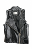 Lanvin Black Patent Leather Moto Vest with Oversize Collar FW2017